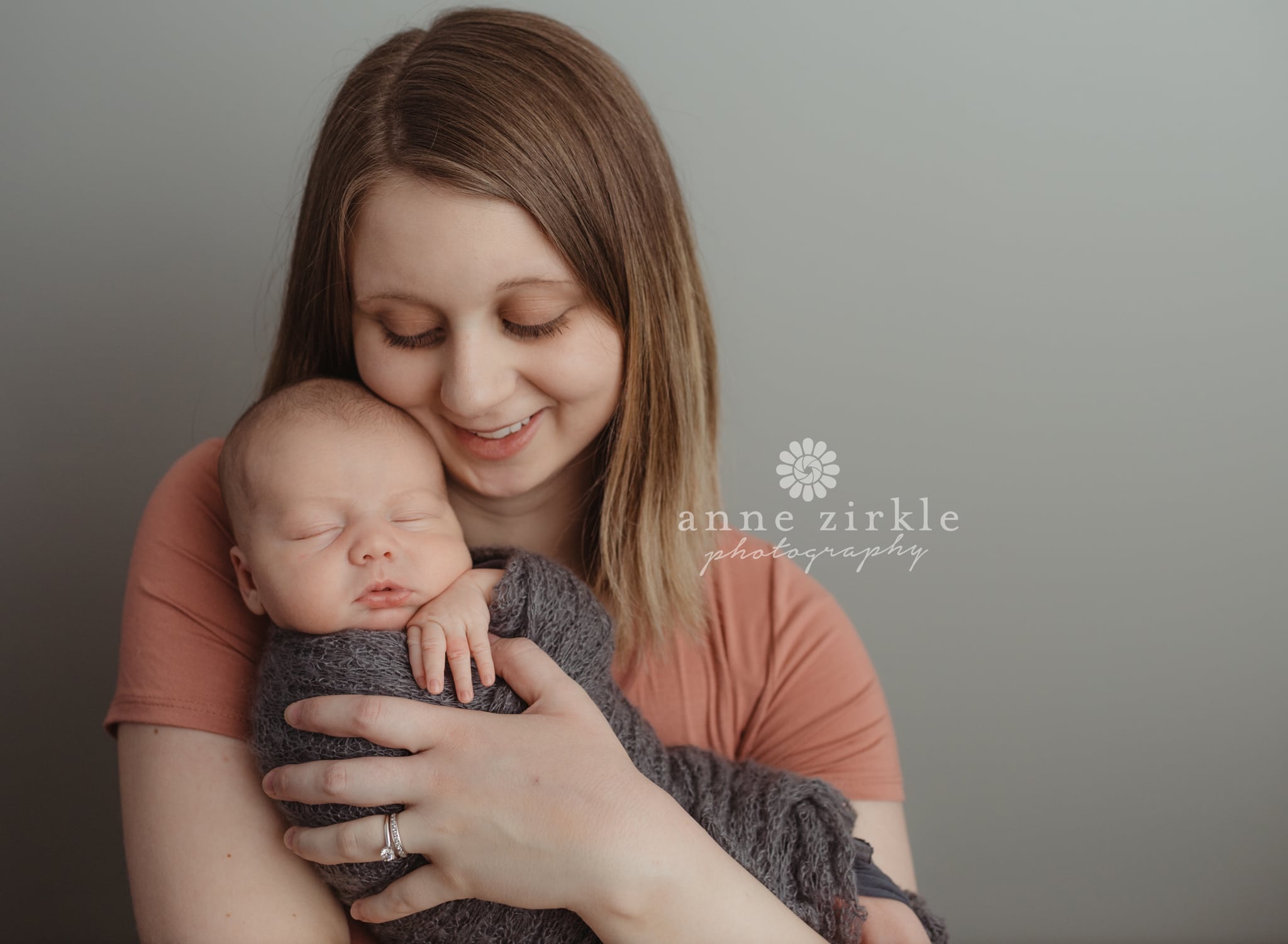newborn with mom in studio Mooresville and Lake Norman newborn baby photographer